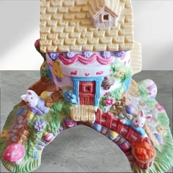 Cottontale Cottages Porcelain Bunny  Bridge House Figurine - Picture 8 of 8